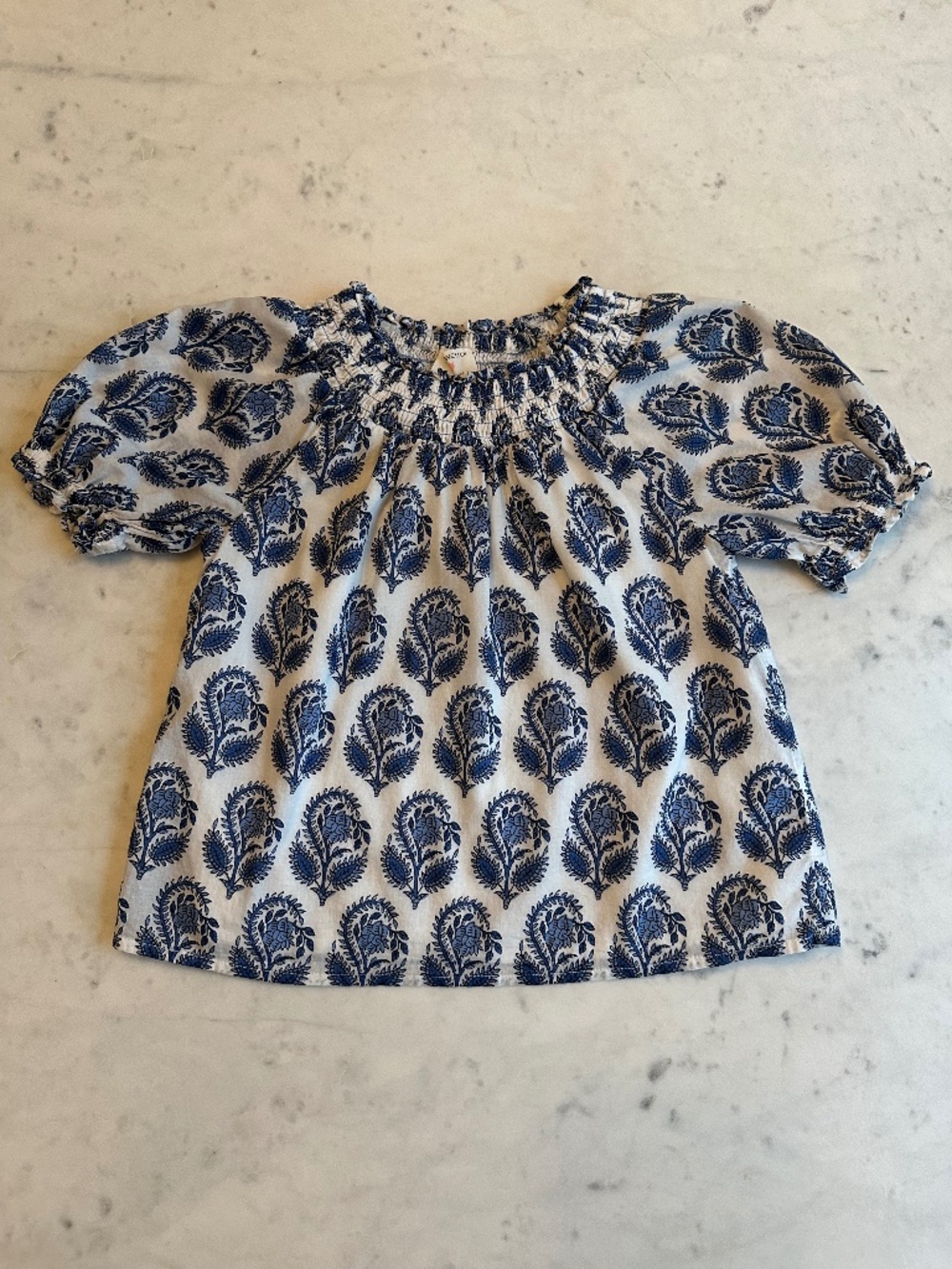 J. Crew Girls' Smocked Shirt in Block Print